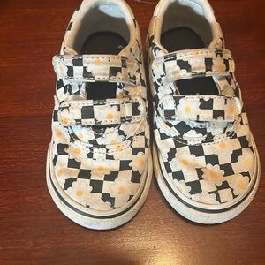 Vans Daisy Checkerboard Double Velcro strap blk/wht checkered toddler sz 6